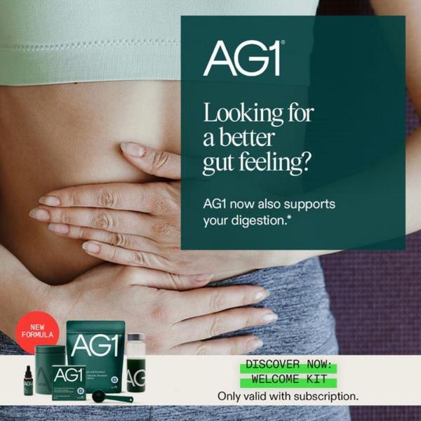 A 1:1 format advertisement targeting digestive health through a clear, problem-aware question and high-quality product display.
